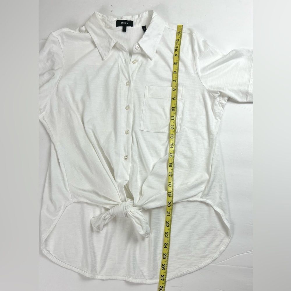 Theory White Button Down Tie Front Shirt - Picture 7 of 7